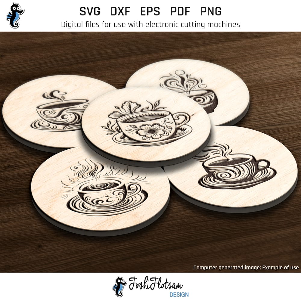 Coaster SVG - Tea coaster SVG bundle image 2 Second 5 of 25 tea coaster SVGs included in this coaster SVG bundle.